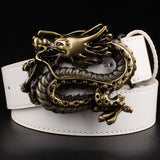 Fashion men's leather belt Dragon totem punk rock style heavy metal buckle wild Hip hop Belt Chinese dragon belt for Men gift