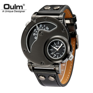 Oulm Watch Man Quartz Watches Top Brand Luxury Leather Strap Military Sport Wristwatch Male Clock relogio masculino-WATCHS-FOREVER KRN