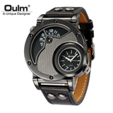 Oulm Watch Man Quartz Watches Top Brand Luxury Leather Strap Military Sport Wristwatch Male Clock relogio masculino-WATCHS-FOREVER KRN