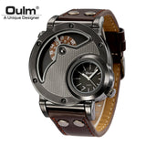 Oulm Watch Man Quartz Watches Top Brand Luxury Leather Strap Military Sport Wristwatch Male Clock relogio masculino-WATCHS-FOREVER KRN