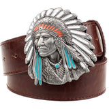 Fashion men belt west cowboy belt for men punk rock belts exaggerated style indian chief head Men's leather belt hip hop girdle