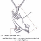 Praying Hands Necklace Anime Fashion Jewelry For Women/Men Gift Gold Color Chain Stainless Steel Praying Hands Necklace GP2355-FOREVER KRN