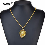 UNB 2017 Hip Hop Lion Head Pendant Necklace For Men Luxury Gold Silver Plated Long Necklaces Jewelry Friendship Gifts Wholesale