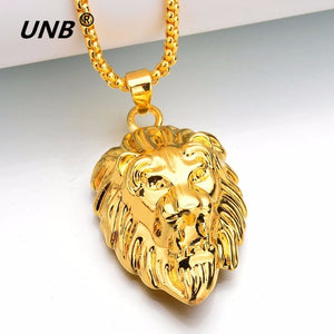 UNB 2017 Hip Hop Lion Head Pendant Necklace For Men Luxury Gold Silver Plated Long Necklaces Jewelry Friendship Gifts Wholesale