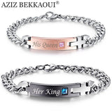 Unique Gift for Lover "His Queen""Her King " Couple Bracelets Stainless Steel Bracelets For Women Men Jewelry-BRACELETS-FOREVER KRN