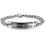 Unique Gift for Lover "His Queen""Her King " Couple Bracelets Stainless Steel Bracelets For Women Men Jewelry-BRACELETS-FOREVER KRN