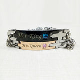 Unique Gift for Lover "His Queen""Her King " Couple Bracelets Stainless Steel Bracelets For Women Men Jewelry-BRACELETS-FOREVER KRN