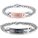 Unique Gift for Lover "His Queen""Her King " Couple Bracelets Stainless Steel Bracelets For Women Men Jewelry-BRACELETS-FOREVER KRN