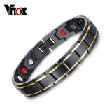 Vnox Black Men's Health Bracelets & Bangles Magnetic H Power Stainless Steel Charm Bracelet Jewelry for Man-FOREVER KRN