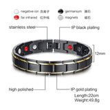 Vnox Black Men's Health Bracelets & Bangles Magnetic H Power Stainless Steel Charm Bracelet Jewelry for Man-FOREVER KRN