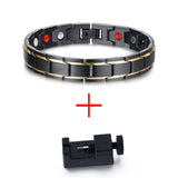 Vnox Black Men's Health Bracelets & Bangles Magnetic H Power Stainless Steel Charm Bracelet Jewelry for Man-FOREVER KRN