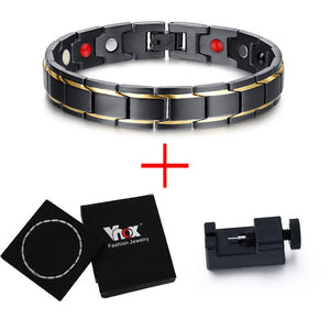 Vnox Black Men's Health Bracelets & Bangles Magnetic H Power Stainless Steel Charm Bracelet Jewelry for Man-FOREVER KRN