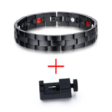 Vnox Black Men's Health Bracelets & Bangles Magnetic H Power Stainless Steel Charm Bracelet Jewelry for Man-FOREVER KRN