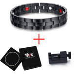 Vnox Black Men's Health Bracelets & Bangles Magnetic H Power Stainless Steel Charm Bracelet Jewelry for Man-FOREVER KRN