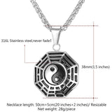 Chinese Taoism Sign Ancient Eight Diagrams Pendant Necklace Charms Yin Yang Jewelry Stainless Steel/Gold Color Chain GP1896-COLLARES-FOREVER KRN