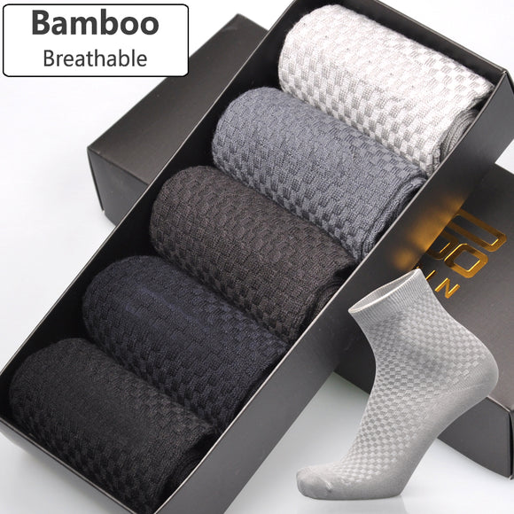 Men Bamboo Fiber Socks Brand New Casual Business Anti-Bacterial Deodorant Breatheable Man Long Sock 5pairs / lot-CALCETINES-FOREVER KRN