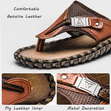 Merkmak Luxury Brand 2017 New Men's Flip Flops Genuine Leather Slippers Summer Fashion Beach Sandals Shoes For Men Big Size 45-SANDALS-FOREVER KRN