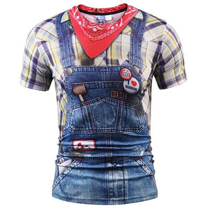 Mr.1991INC Fashion 3d T-shirt Men/women Summer Tops Tees Print Fake Plaid Shirts Jeans T shirt Stylish Tees Shirts-PLAYERAS-FOREVER KRN