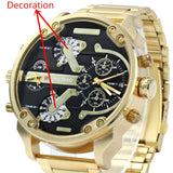 SHIWEIBAO Men Watches Double Quartz Movt Gold Watch Wristwatches Big Dial Brand Sport Military Quartz Watches Relogio Masculino