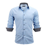 VISADA JAUNA Men Shirts Europe Size New Arrivals Slim Fit Male Shirt Solid Long Sleeve British Style Cotton Men's Shirt N332-CAMISAS-FOREVER KRN