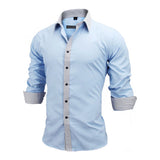 VISADA JAUNA Men Shirts Europe Size New Arrivals Slim Fit Male Shirt Solid Long Sleeve British Style Cotton Men's Shirt N332-CAMISAS-FOREVER KRN