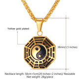 Chinese Taoism Sign Ancient Eight Diagrams Pendant Necklace Charms Yin Yang Jewelry Stainless Steel/Gold Color Chain GP1896-COLLARES-FOREVER KRN