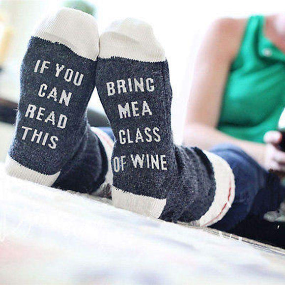 Custom wine socks If You can read this Bring Me a Glass of Wine Socks autumn spring fall 2017 new arrival-CALCETINES-FOREVER KRN