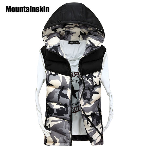 2017 Men's Hooded Camouflage Vests Men Women Winter Sleeveless Casual Jackets Male Slim Camo Waistcoats 4XL Brand Clothing SA030-VEST-FOREVER KRN