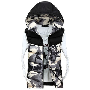 2017 Men's Hooded Camouflage Vests Men Women Winter Sleeveless Casual Jackets Male Slim Camo Waistcoats 4XL Brand Clothing SA030-VEST-FOREVER KRN