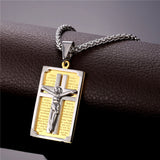 Collare Cross Necklaces & Pendants Men Jewelry Gold Color Stainless Steel Spanish Bible Pendant Wholesale Christian Jewelry P951