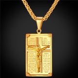 Collare Cross Necklaces & Pendants Men Jewelry Gold Color Stainless Steel Spanish Bible Pendant Wholesale Christian Jewelry P951