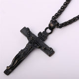 Collare INRI Crucifix Cross Necklace Gold/Rose Gold/Black Gun Color Stainless Steel Chain For Men Jewelry Jesus Piece P166