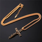 Collare INRI Crucifix Cross Necklace Gold/Rose Gold/Black Gun Color Stainless Steel Chain For Men Jewelry Jesus Piece P166