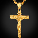 Collare INRI Crucifix Cross Necklace Gold/Rose Gold/Black Gun Color Stainless Steel Chain For Men Jewelry Jesus Piece P166