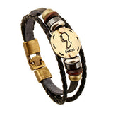 12 Constellations Bracelet 2017 New Fashion Jewelry Leather Bracelet Men Casual Personality Zodiac Signs Punk Bracelet XY160496-BRACELETS-FOREVER KRN