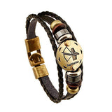 12 Constellations Bracelet 2017 New Fashion Jewelry Leather Bracelet Men Casual Personality Zodiac Signs Punk Bracelet XY160496-BRACELETS-FOREVER KRN