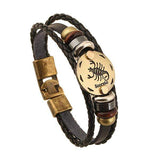 12 Constellations Bracelet 2017 New Fashion Jewelry Leather Bracelet Men Casual Personality Zodiac Signs Punk Bracelet XY160496-BRACELETS-FOREVER KRN