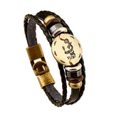 12 Constellations Bracelet 2017 New Fashion Jewelry Leather Bracelet Men Casual Personality Zodiac Signs Punk Bracelet XY160496-BRACELETS-FOREVER KRN