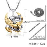 Vnox Eagle Necklace Pendant for Men Stainless Steel Metal LIVE TO RIDE Punk Jewelry-FOREVER KRN