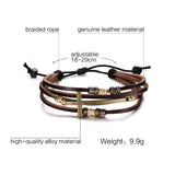 Vnox Leather Cross Bracelets & Bangles For Women Men Jewelry Size Adjustable Bohemia Rope Chain Leather Bracelet