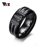 Vnox Men's Rudder and Anchor Ring Cool Black Stainless Steel Wia Rings for Men Jewelry free free dropshipping-ANILLOS-FOREVER KRN