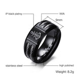 Vnox Men's Rudder and Anchor Ring Cool Black Stainless Steel Wia Rings for Men Jewelry free free dropshipping-ANILLOS-FOREVER KRN