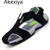 Akexiya 2016 Summer Sandals Men Closed Toe Fashion Beach Men Sandals Flexional Suede Leather Shoes Beach Shoes Big Size-SANDALS-FOREVER KRN