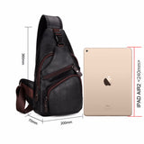 VICUNA POLO Extra Large Size Fashion Mens Shoulder Bag Burglarproof Snapper Black Leather Mens Messenger Bag Travel Chest Bag-MOCHILAS Y BOLSOS-FOREVER KRN