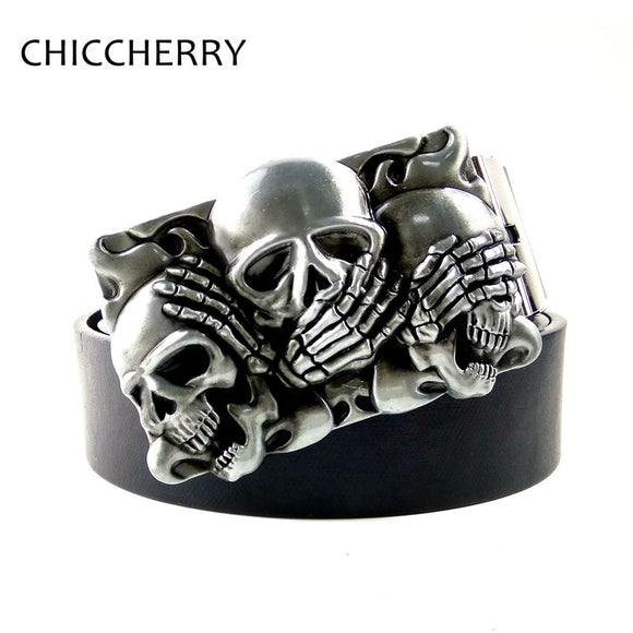 Ceinture Hombre Rock Punk Hebillas De Metal Skull Belt Buckle Accessories with PU Leather Belts Skull Head Buckles For Men Belts