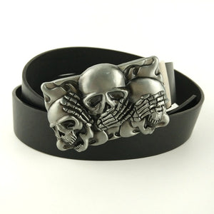 Ceinture Hombre Rock Punk Hebillas De Metal Skull Belt Buckle Accessories with PU Leather Belts Skull Head Buckles For Men Belts