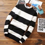 Hot sale men's sweater 2017 Spring Autumn new students South Korean Slim youth striped sweater red and black two colors M-XXL-SUETER-FOREVER KRN