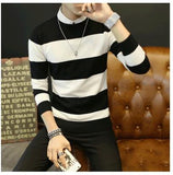 Hot sale men's sweater 2017 Spring Autumn new students South Korean Slim youth striped sweater red and black two colors M-XXL-SUETER-FOREVER KRN