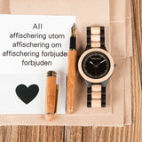 BOBO BIRD WO01O02 Wood Watch Ebony RedWood Pine Wooden Watches for Men Two-tone Wood Quartz Watch with Tool for Adjusting Size