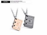 Fashion Jewelry Never Fade Stainless Steel "Love Story Book" Couple Pendant for Lovers-COLLARES-FOREVER KRN